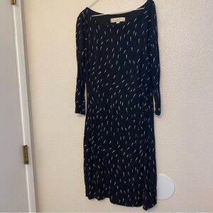 Ann Taylor Loft petites Black 3/4 sleeve shift Dress side ruching -MP